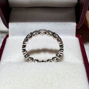 Authentic Pandora Heart Cut CZ Eternity Band Ring. Solid 925 Sterling Silver